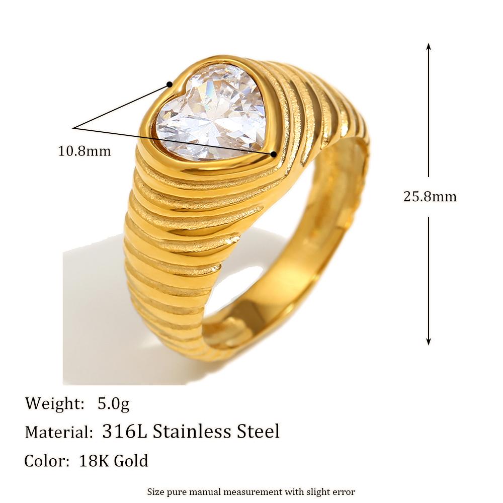 

MamacitaSlay New Trends Classic Heart AAA Zircon Wedding Rings 18K Gold Plated Stainless Steel Jewelry Women s High Quality Gift 7 золотий
