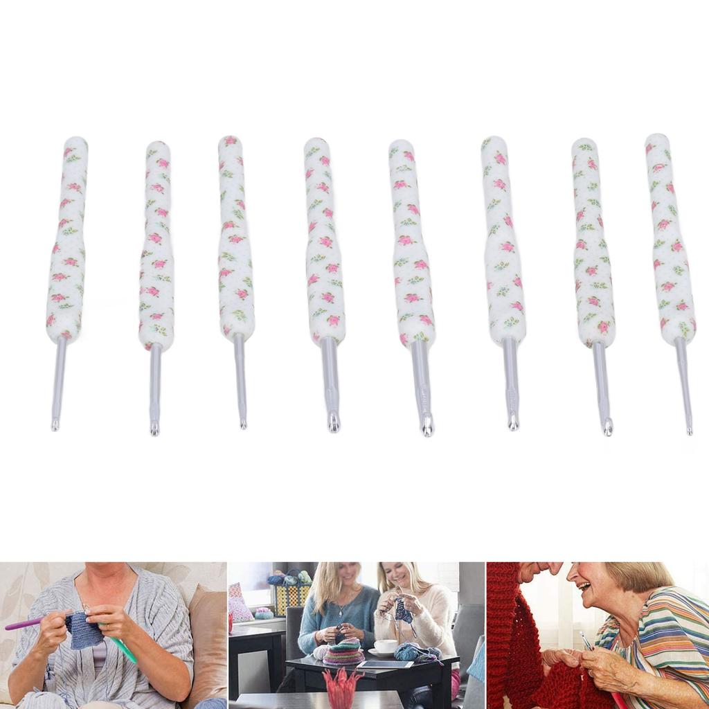 8pcs Crochet Hooks Ergonomic Design Comfortable Handle Easy Identification Compact Portable Knitting Supplies
