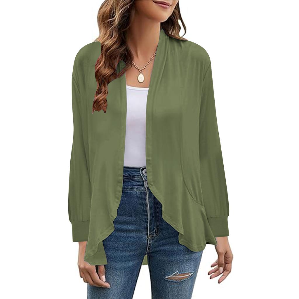 Women's Long Sleeve Cardigan Casual Open Front Coats Loose Solid Color Cardigans For Women