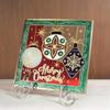 Fourcart Cute Handmade Glass Crafts Christmas Ornament Square x 6 Pieces [Stained Frame]