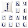 Blue Plant Alphabet Print Pattern Cushion Cover Home Living Room Sofa Decoration Square Throw Pillow Pillow Cover 45x45cm