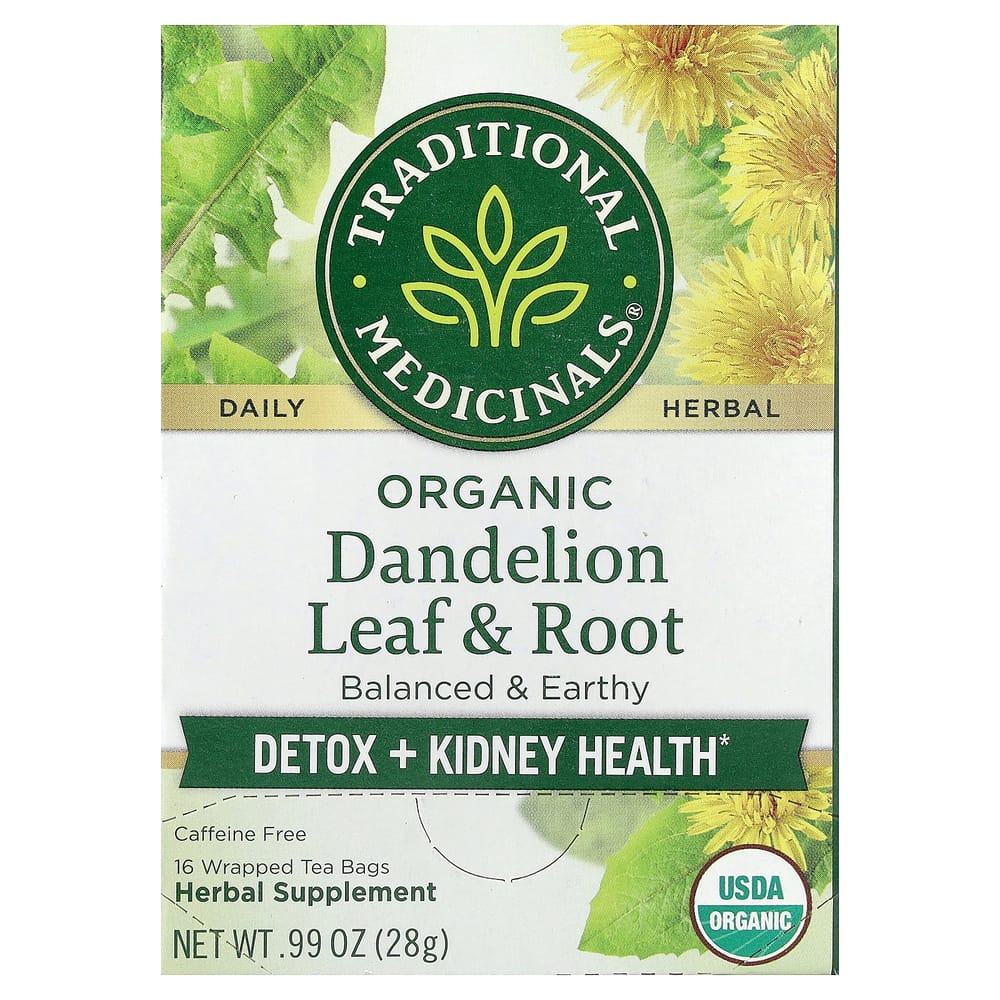 Traditional Medicinals Dandelion Leaf & Root Caffeine-Free Herbal Tea, 16 Tea Bags (28g/0.99oz)