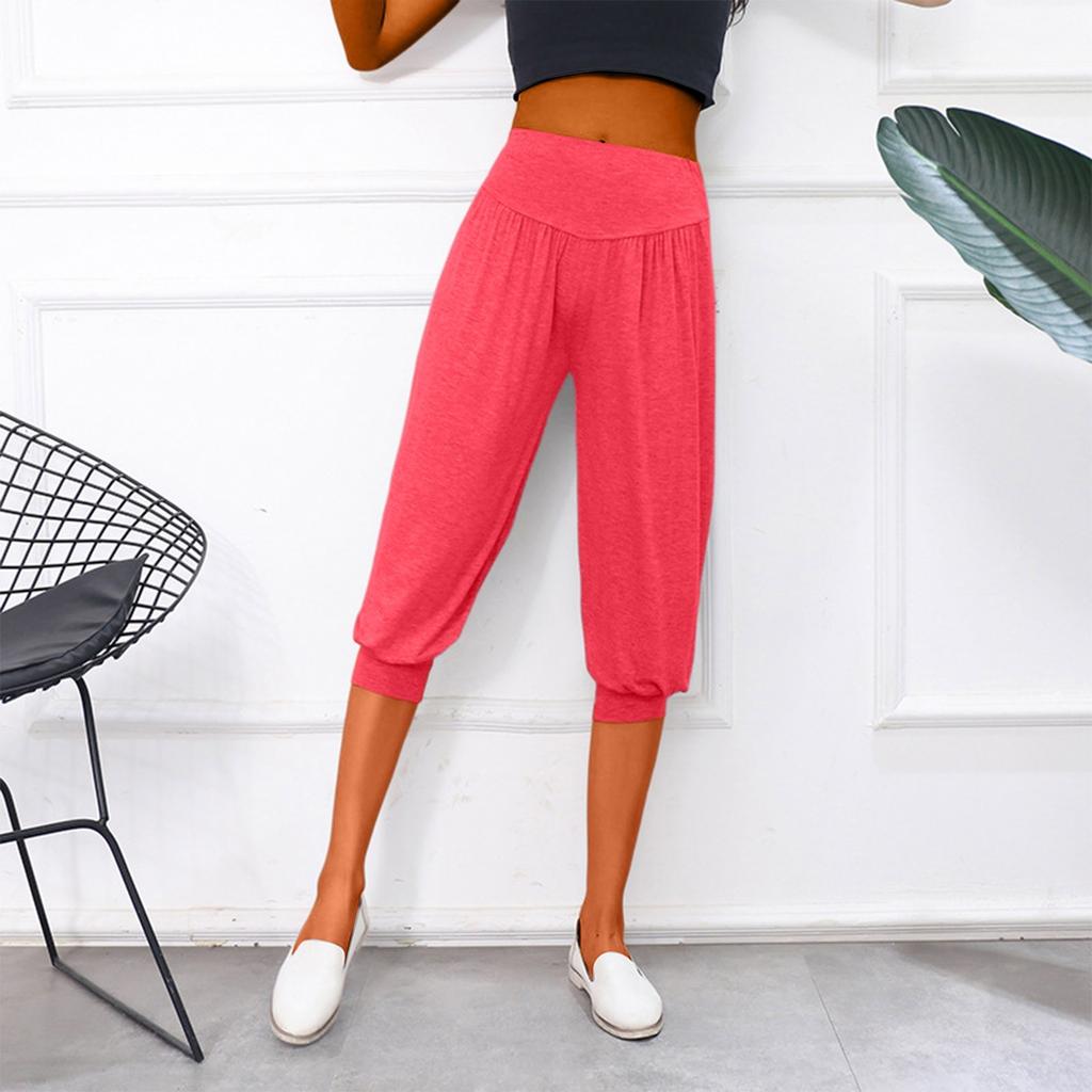 Women's Solid Color Loose Casual Yoga Seven-inch Wide-leg Pants