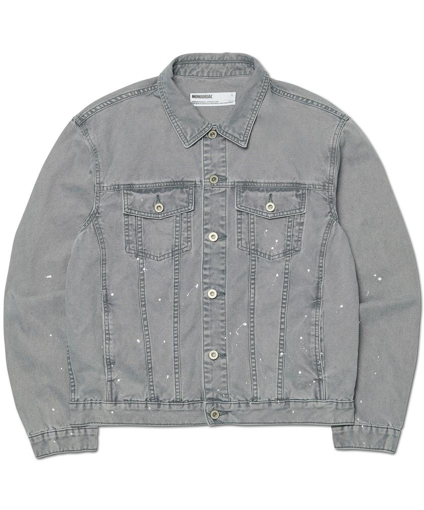 NOMANUAL Painted Trucker Jacket - Washed Gray
