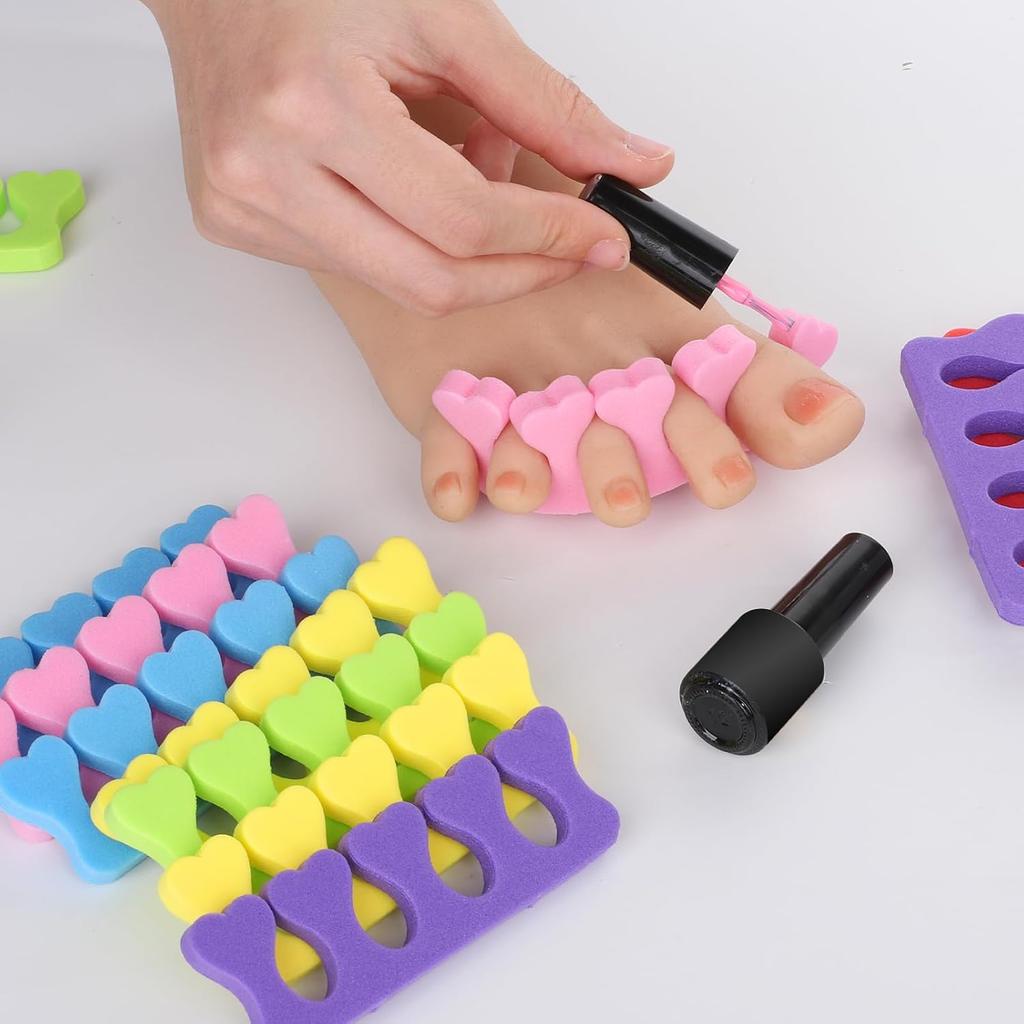 24 PCS Pedicure Toe Separators, Soft Foam Toe Dividers, Colorful Heart Pedicure Tools Set for Nail Polish Professional Manicure Spa Tools for Men