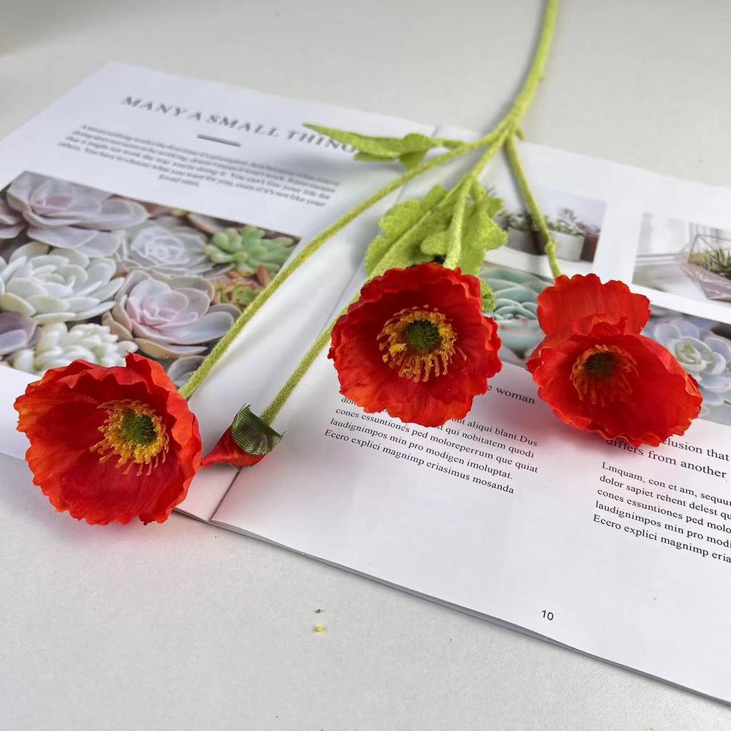 Artificial Poppy Flowers Bouquet Silk Fake Flowers For Home Decor Garden Marriage Party Wedding Decoration DIY Vase Accessories