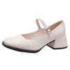 Mode Mary Janes Vintage Sandalen Frau 2024 Neu Schnalle Rutschfest Lässig Mittelhoch Büro Damen Einfarbig Elegant Absatz Pumps Zapatos
