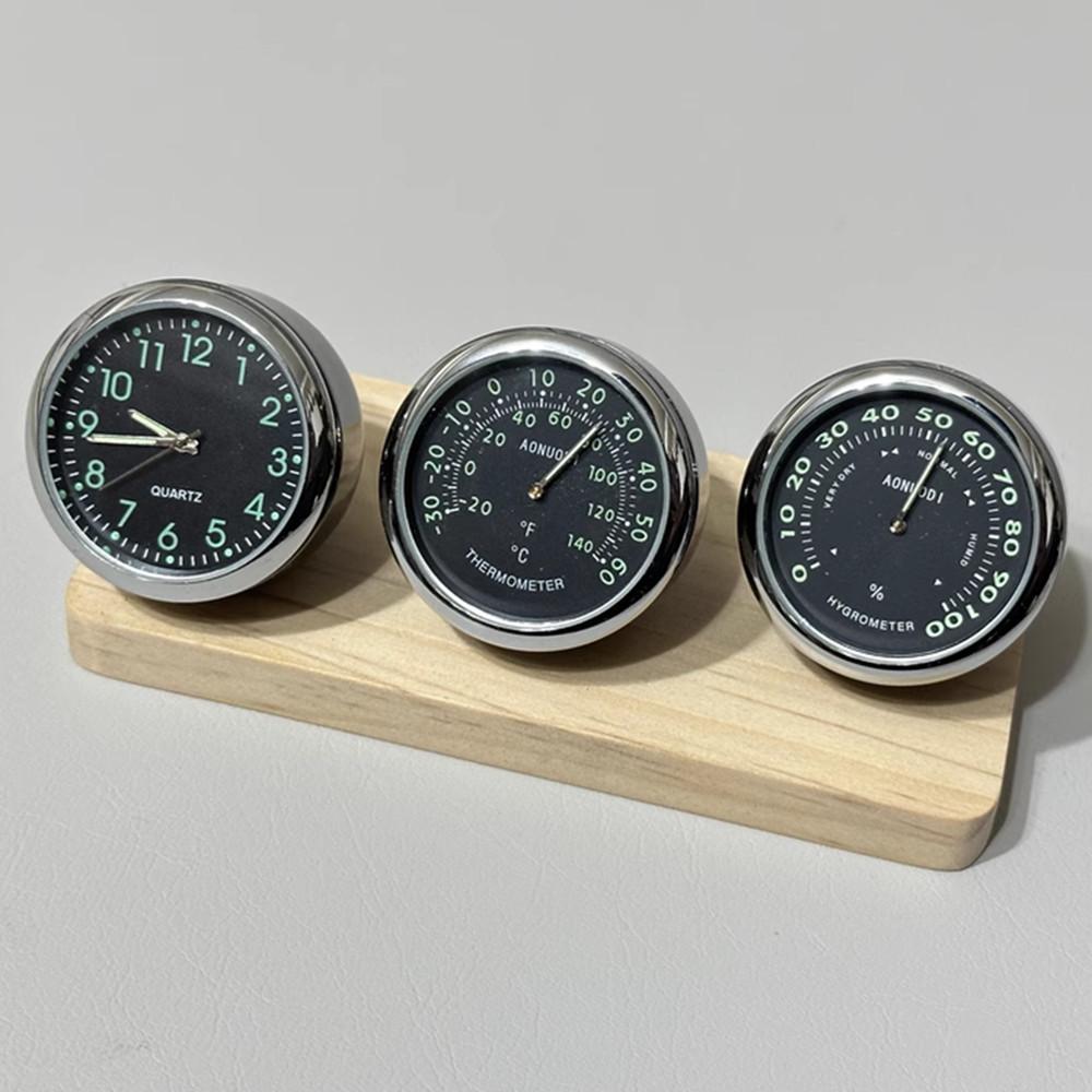 Waterproof Car Dashboard Panel Luminous Clocks + Thermometer + Hygrometer 3 In 1 Kit Motorcycle Bike Boat Mini Watches Ornament