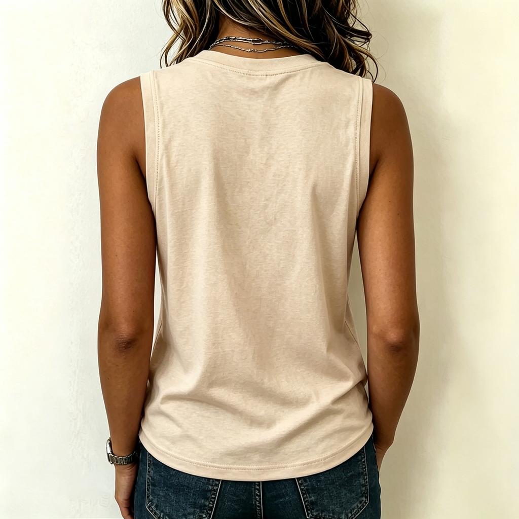 Women Sleeveless Tank Top Crew Neck Solid Basic Casual Summer Shirt Lightweight Soft Fabric Comfortable Fit