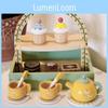 Wooden And Teapot Pastries Toy With Dessert Rack For Kids Role Play Gift And