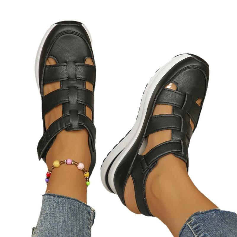 Summer new hollow casual sandals women wear versatile and thin muffin thick-soled inner height-increasing women's shoes