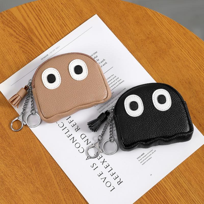 Cute Cartoon Ghost Coin Purse PU Leather Zipper Wallet Mini Keychain Pouch Small Change Purse for Women Girls