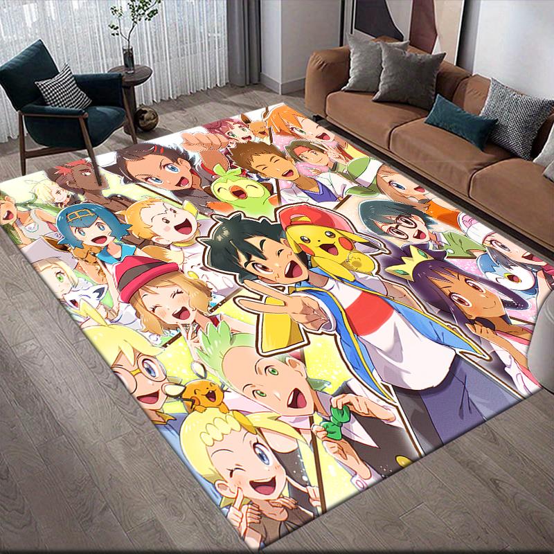 Pokemon Cute Art Square Area Rug, Non-Slip Floor Mat for Home Decor, Perfect Gift for Fans.chl