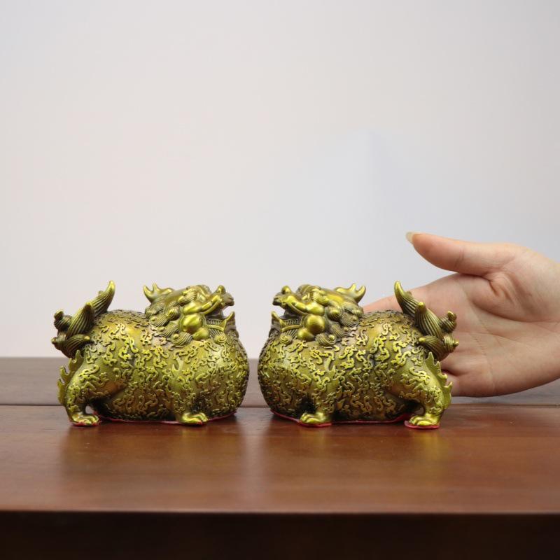 Латунный ornaments CaiFu PiXiu, приносящий богатство - Божественный зверь с полным животом