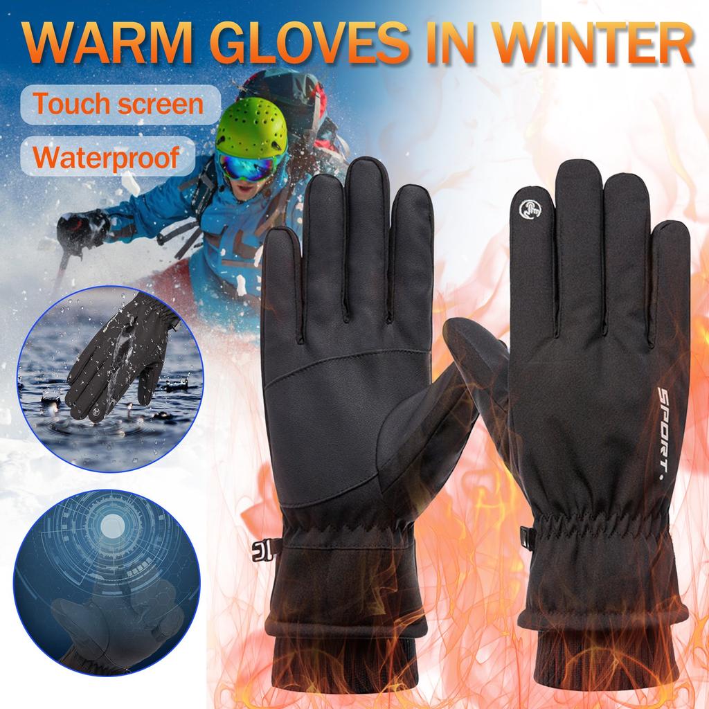 Winter Ski Gloves Waterproof Windproof Thermal Insulated Gloves with Adjustable Wrist Strap and Touchscreen Compatible Design for Outdoor Sports