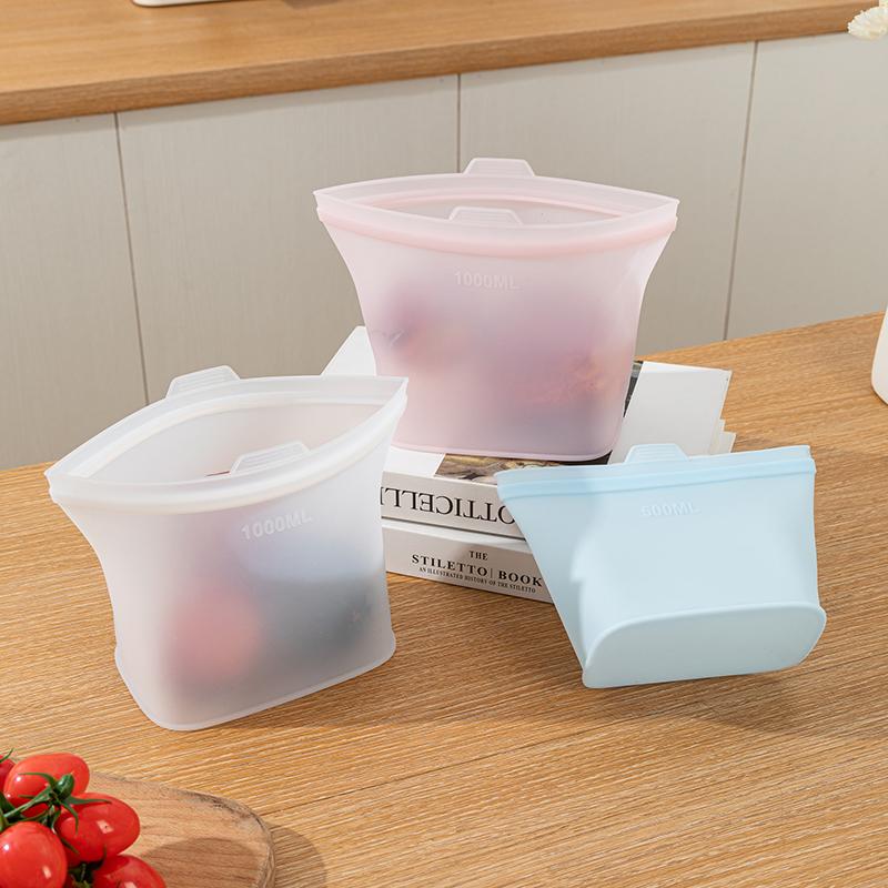 3Pcs Silicone Food Storage Bag Reusable Stand Up Zip Leakproof Containers Fresh Bag Food Storage Fresh Wrap Ziplock