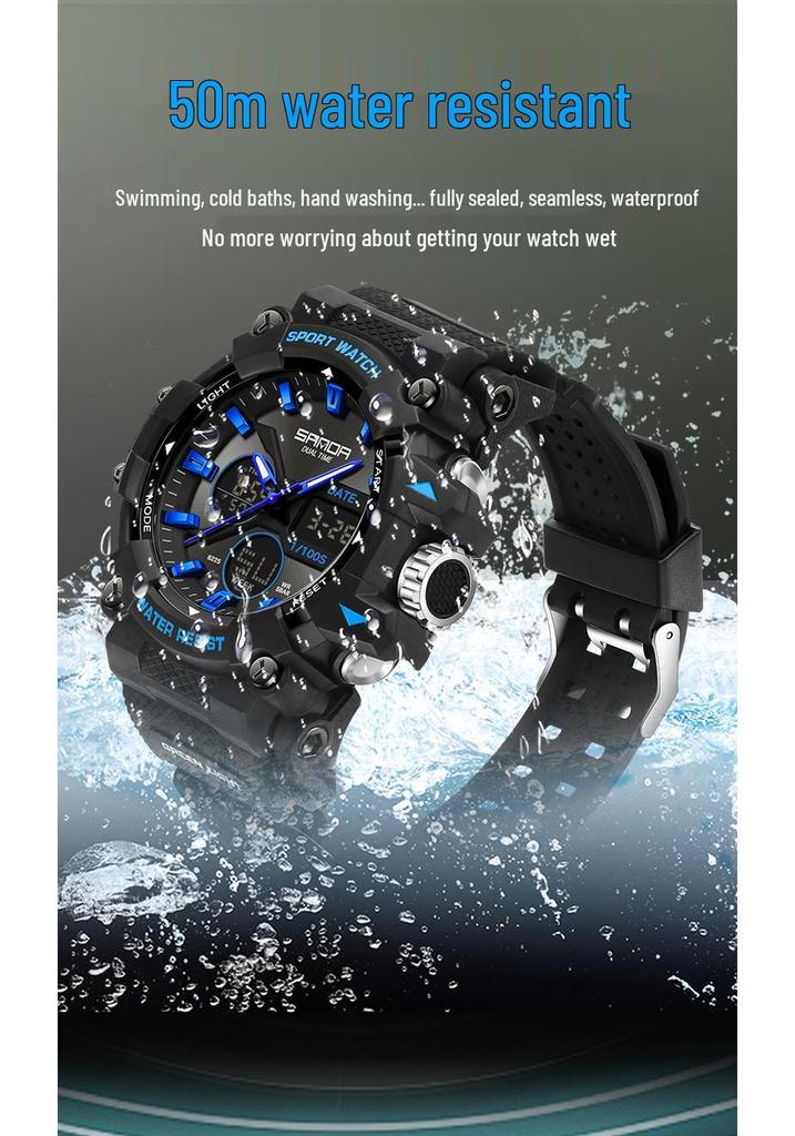 Sanda Dual Display Waterproof Sports Watch: Trendy & Unique Design