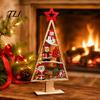 Desktop Christmas Ornament Wooden Tabletop Tree Decor, Hollow Xmas Ornament, Farmhouse Centerpiece for Holiday Party Home Decoration, Gift Handmade