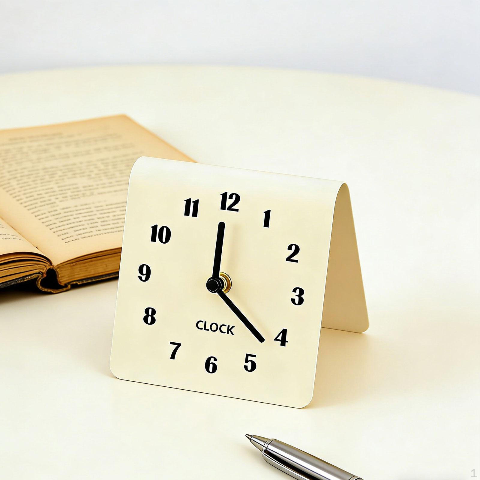 

Desk Analog Clock Non Ticking Small Creative Modern Tabletop Decorative for Party Kitchen