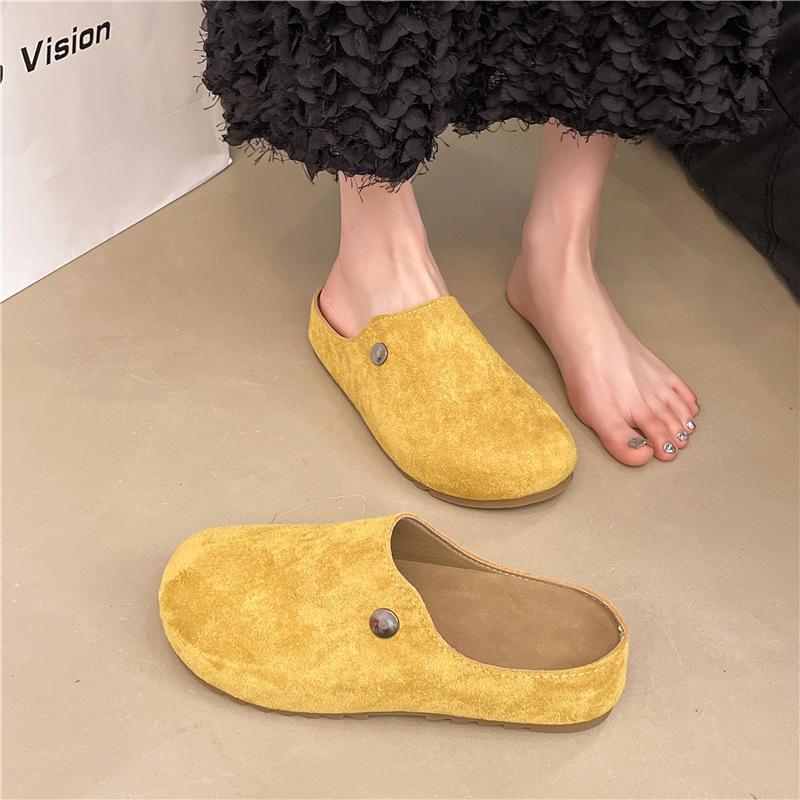 Retro Slippers Women's Outer Wear 2025 Spring New Fashion Soft Bottom Lazy One Pedal Bag Head Half Slippers Women