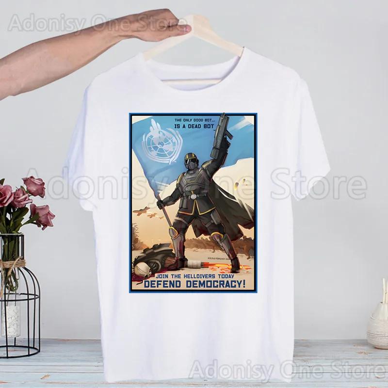 

Helldivers T-Shirt Men Unisex Anime Cartoon Design Men Tee Shirt Homme Summer Tops Short Sleeve Vintage Style S