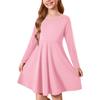 Girl's Contrast Mesh Puff Long Sleeve High Waist A Line Short Dress