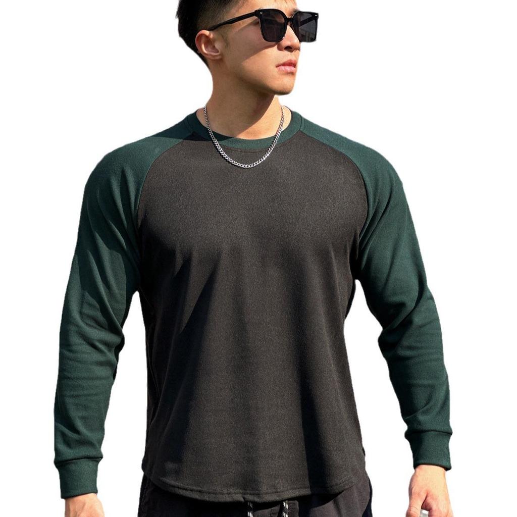 Autumn Sports Pullover: European Fit, Double-Sided Velvet, Long Sleeve for Running.