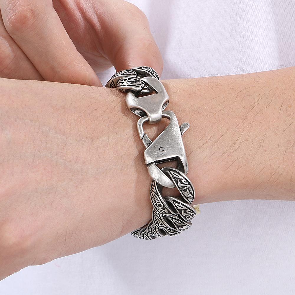 Cool 18MM Width Curb Cuban Link Chain Bracelet for Man Solid Stainless Steel Men's Bracelets Vintage Jewelry Accessories 5 Color