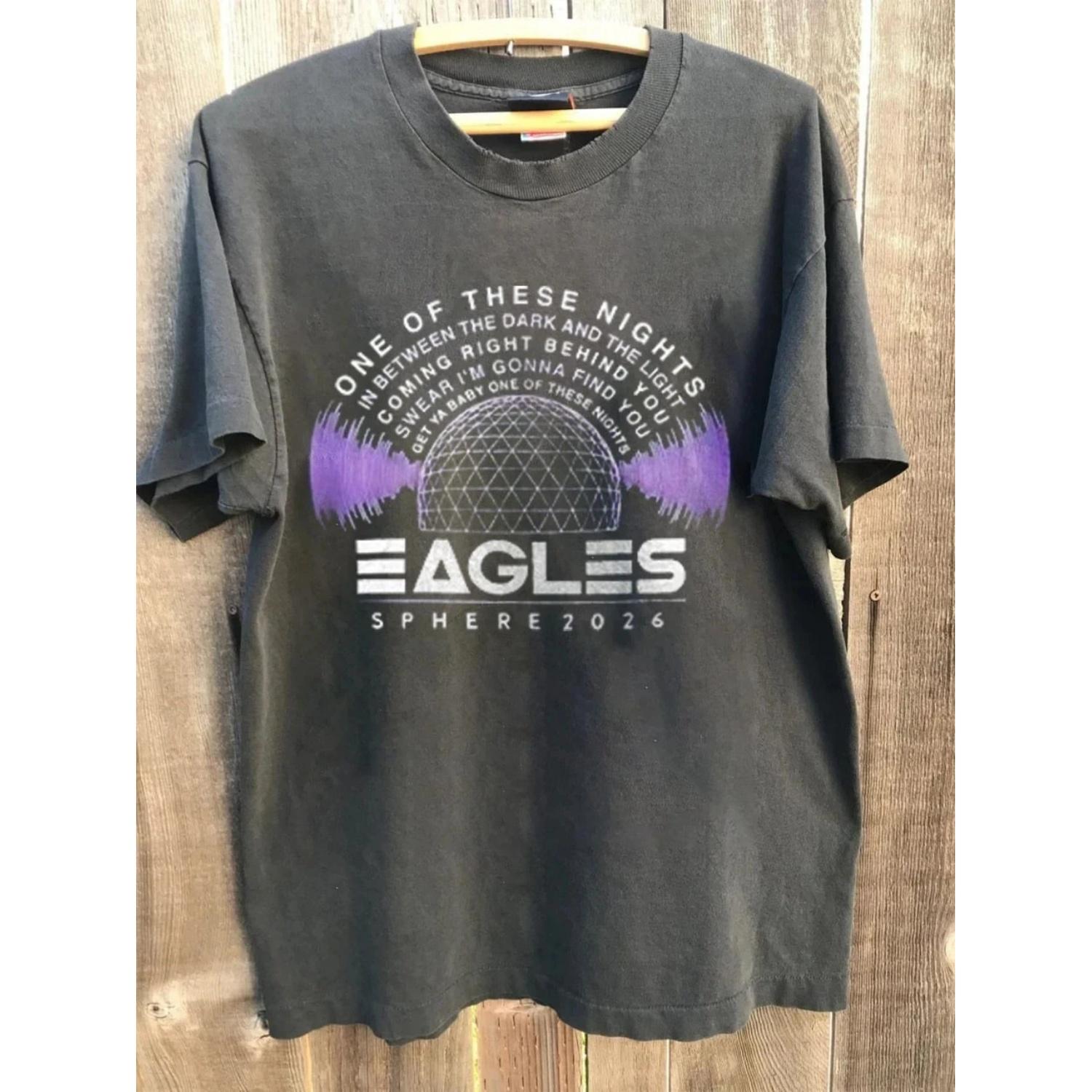 

Eagle Final 2026 Sphere Shows One of These Nights charcoal gray shirt retro commemorative shirt daily outdoor men print T-shirt S чёрный
