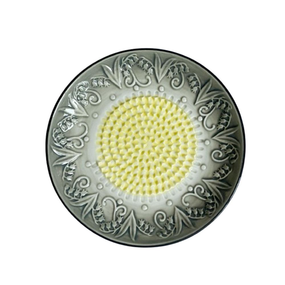 Raised Teeth Ceramic Grater Plate Colorful Embossed Manual Garlic Masher Household Use
