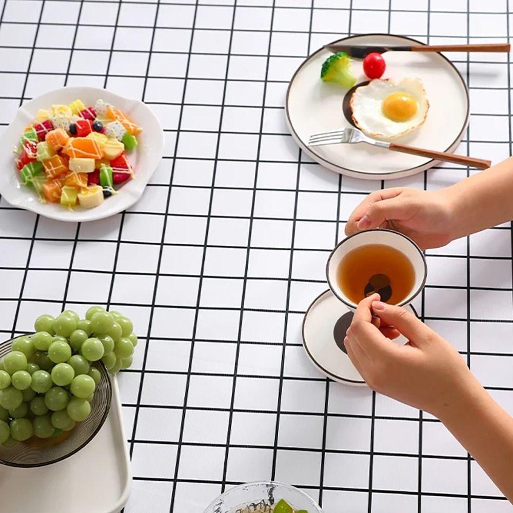 PEVA Table Cover Waterproof Oilproof Dining Table Colth New Grid Tablecloth  Home Kitchen
