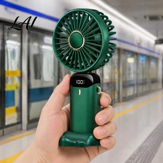 Portable Handheld Fan Foldable Fan Rechargeable USB Mini Desk with 5 Speed Summer Essential LED Display Personal Cooling for Home Office Travel Air