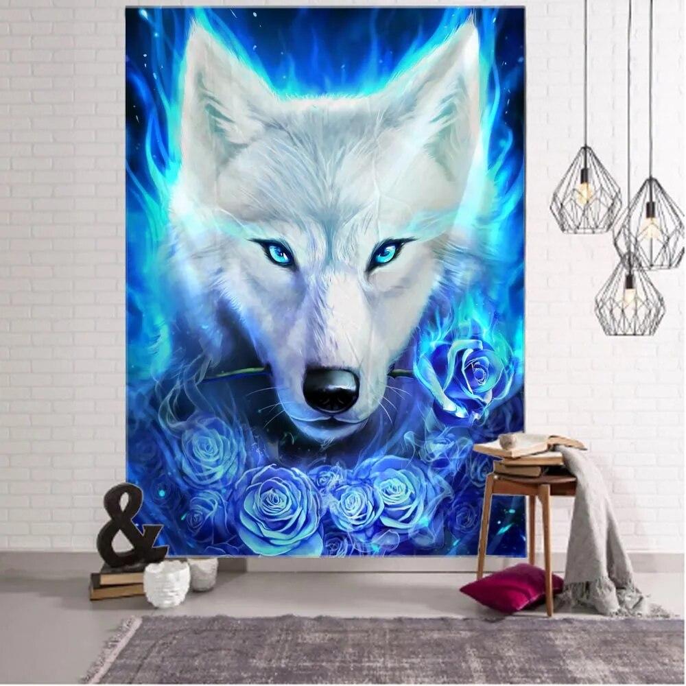 Fantasie Wolf Wandteppich Hängen Tier Zimmer Dekoration Böhmischen Psychedelic Mandala Hause Schlafsaal Wand Dekoration