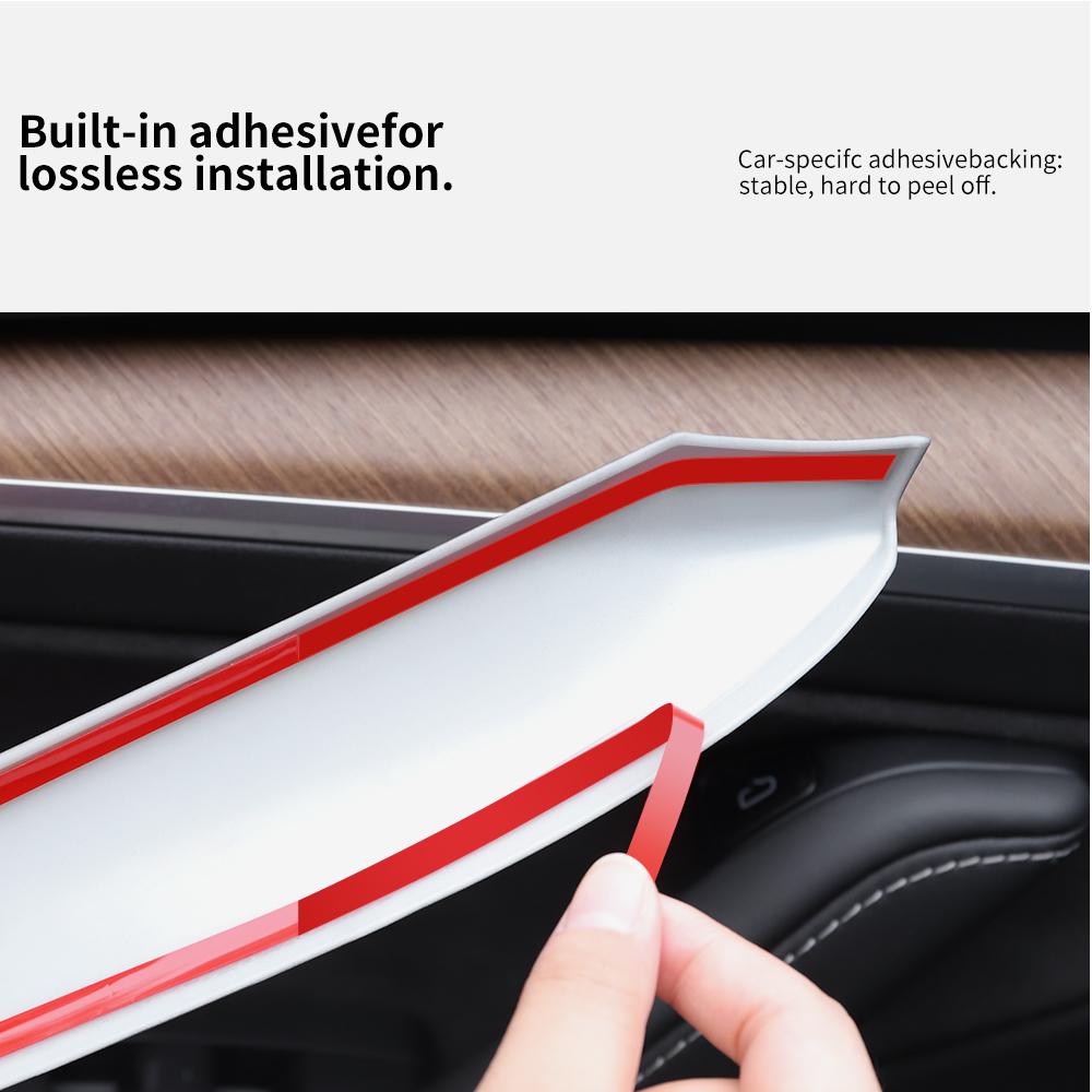 YZ For Tesla Model 3 2019-2023 Model Y 2021-2024 Car Front Door Inner Armrest Panel Cover Trim ABS Door Trim Sticker Accessories