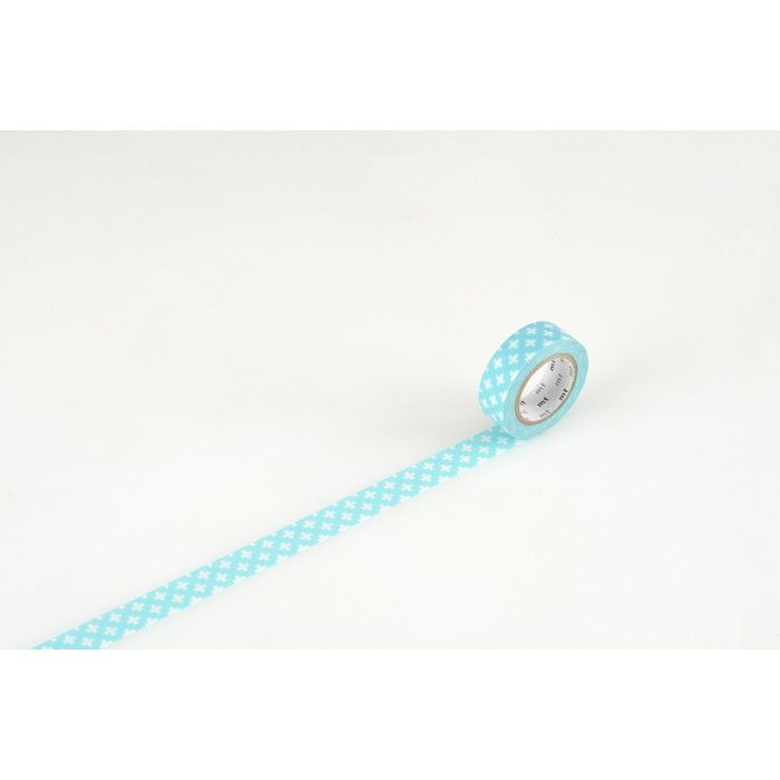 Masking Tape - ORIGINAL - MT - 15 mm - Papier washi - Croix bleu ciel