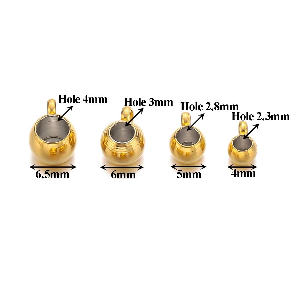 20pcs Stainless Steel Spacer Beads Pendant Charms Clasps Gold Color Bail Beads for DIY Jewelry Making Findings Hole 2-4mm Beads