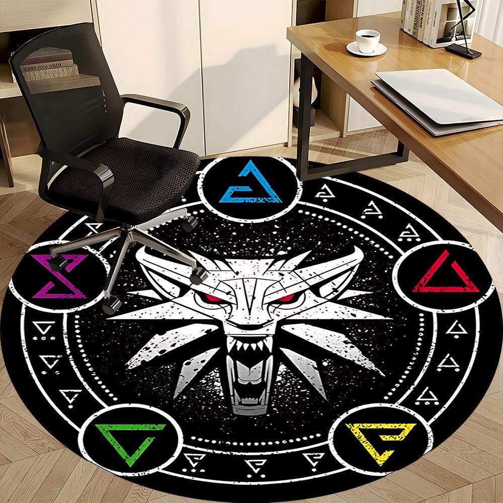 1pc Witcher Symbo Carpet, Round Non-Slip Durable Large Size Office Carpet, Suitable for Office, Beautiful Decoration