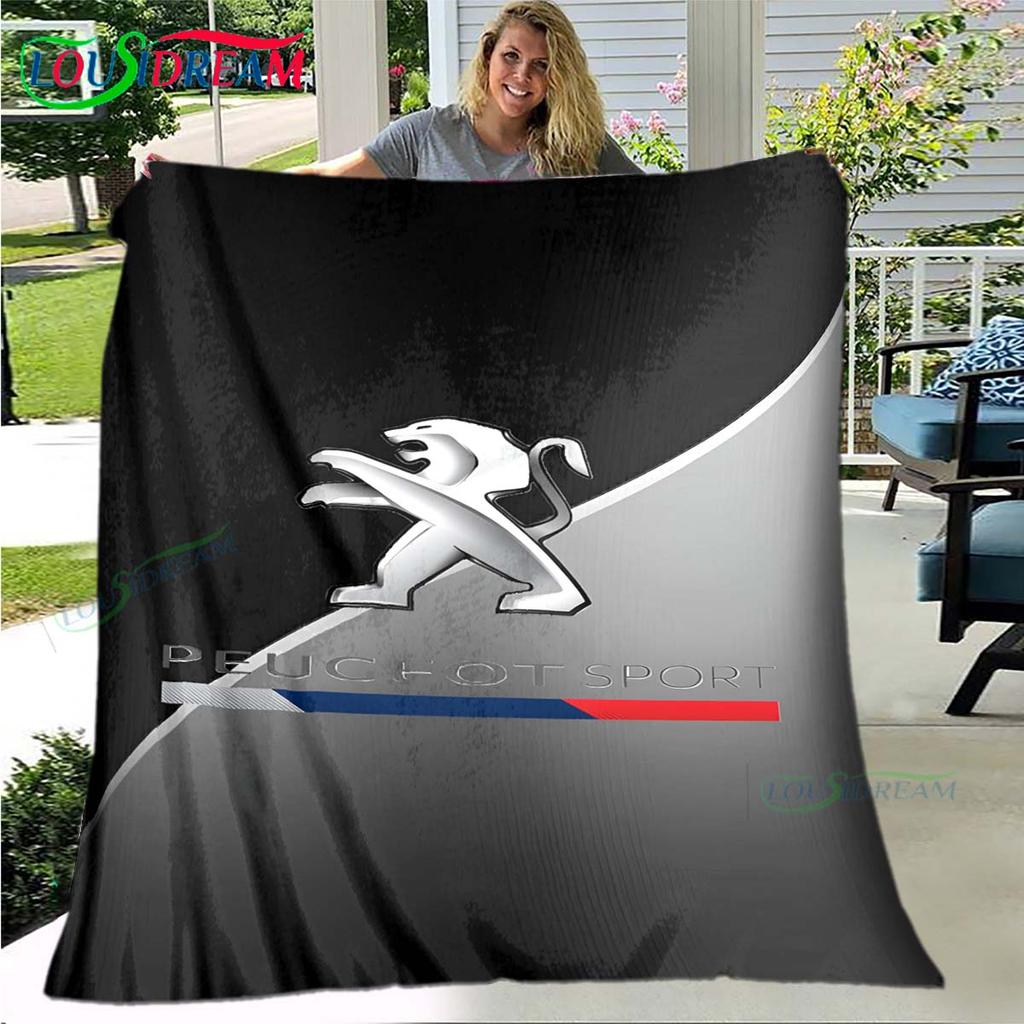 Móda Auto P-Peugeot Logo Deka Flanelová Přehozová Deka Pro Domov Ložnici Postel Pohovka Piknik Kancelář Turistika Volný Čas Spánek Dárek