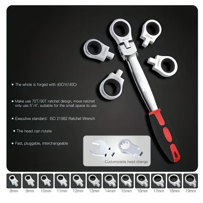 8-in-1 / 13-in-1 Interchangeable Head Ratchet Wrench Set | Flexible Head & Chrome Vanadium Steel