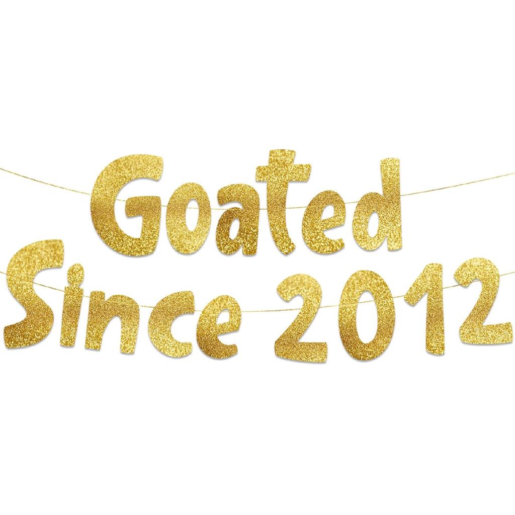 Goated Since 2012 Gold Glitter Banner - 14th Birthday and Anniversary Party Decorations