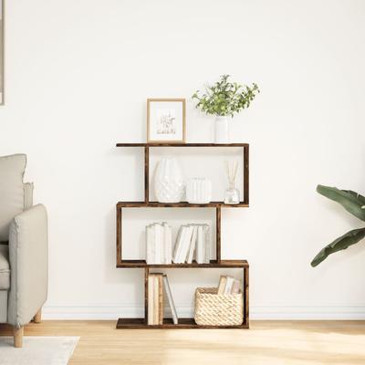 Room Divider Bookshelf 3 Shelf Smoked Oak Design 70 X 24 X 97 Cm