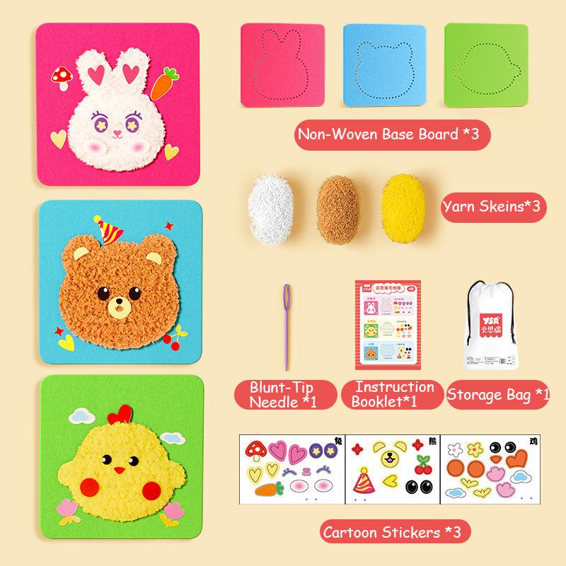 

Набор для вышивания пряжей Poke Art для малышей - Мультяшное животное, поделка, пуансон, обучающая игрушка