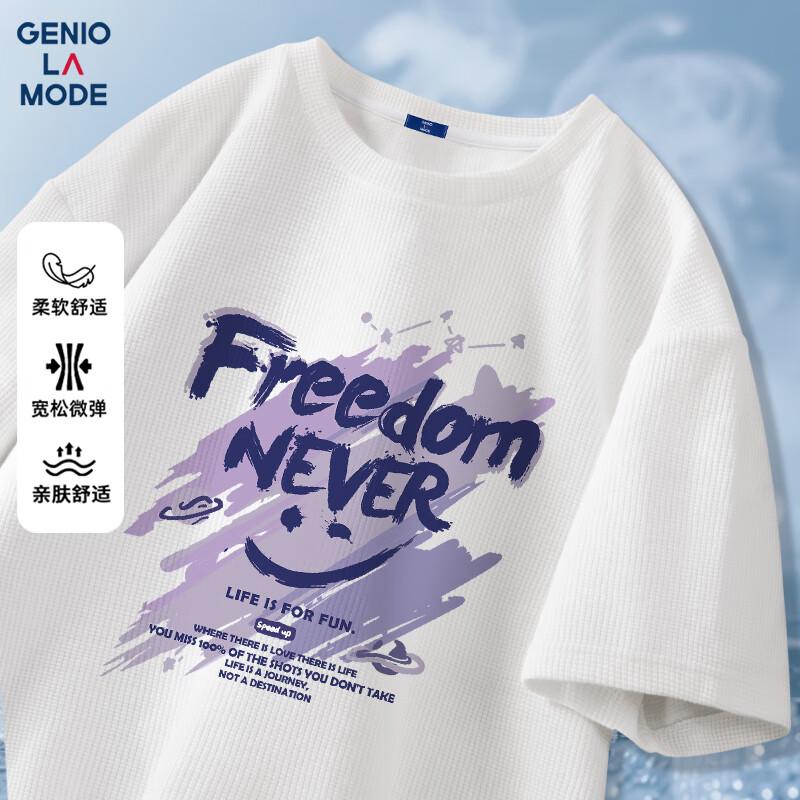 GENIOLAMODE Men s Waffle Short-Sleeve T-Shirt L