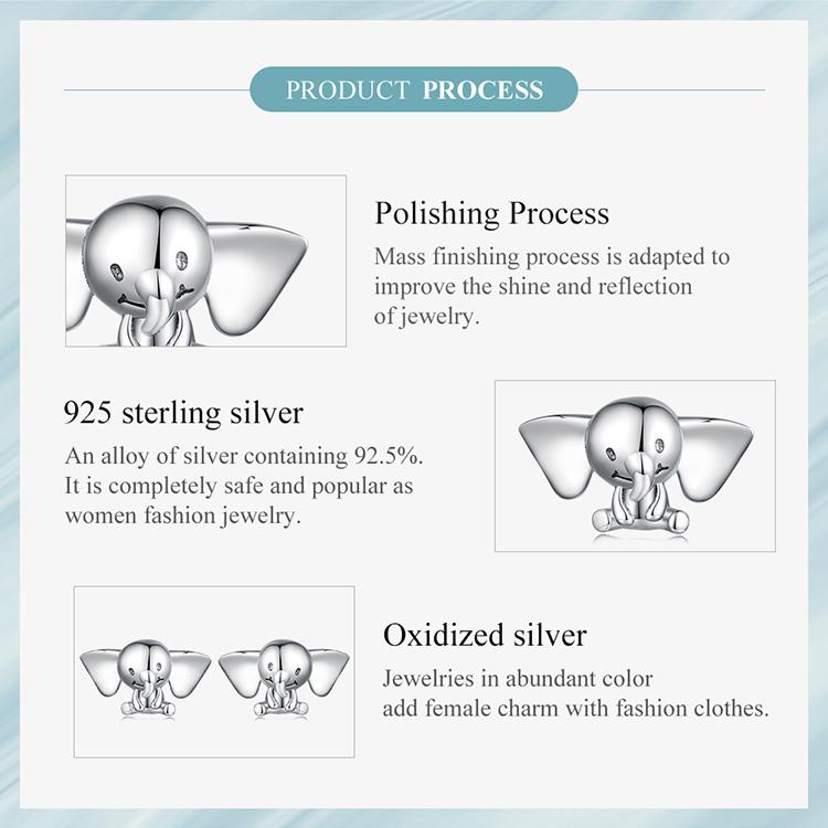 WOSTU 925 Sterling Silver Lovely Interesting Elephant Earrings for Women Jewelry