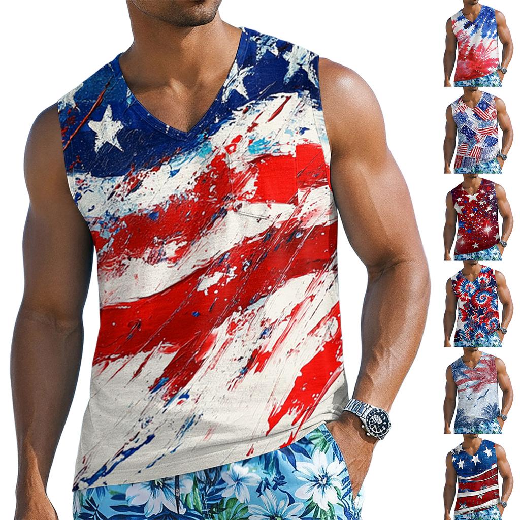 Men's Sleeveless Casual Tank Top with Wide Shoulder Straps and Pocket Lightweight Breathable Summer Beachwear Shirt
