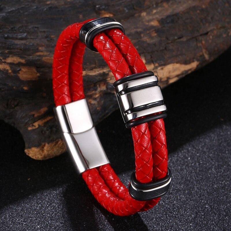 

Роскошный кожаный плетеный мужской браслет ручной работы с пряжкой из нержавеющей стали, деловые мужские браслеты для друзей, партнеров, влюбленных, подарок Inner Perimeter195mm