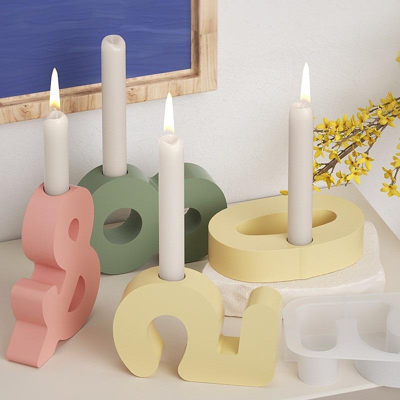 2026 New DIY Crystal Resin Arabic Numerals Candlestick Symbols & Gypsum Resin Candle Base Handmade Number Mold for Crafting
