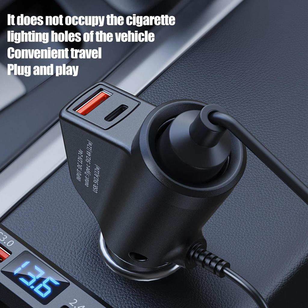 Car Charger Adapter Digital Display QC3.0 PD Car Cell Phone Charger For Vehicles Truck RV Sedan Automotive Smartphone Tablets