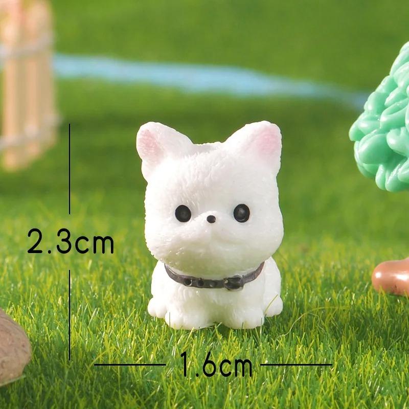 3 Pcs Cute Cartoon Bib Puppy Mini Resin Figurines Garden Moss Miniature Landscape DIY Ornament Car Desktop Dog Animal Decorations