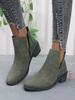 Chunky Heel Chelsea Boots - Spring 2025 Pointed Toe, Mid-Heel, Plus Size Women's Short Boots